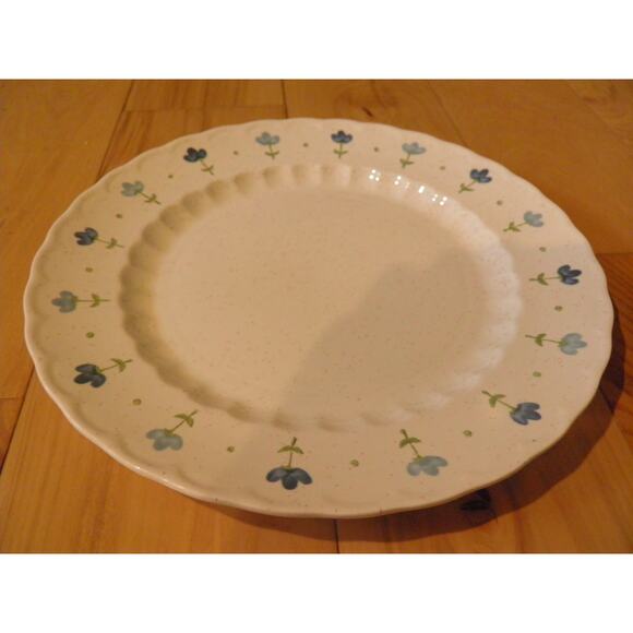 Dinner Plates Vernon Ware By Metlox True Blue Hand Painted Blue Flower Set of 2 - Picture 3 of 13